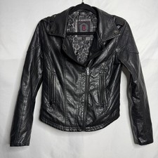 Doll House Faux Leather Moto Jacket Streetwear Urban Grunge Jacket PVC Size S