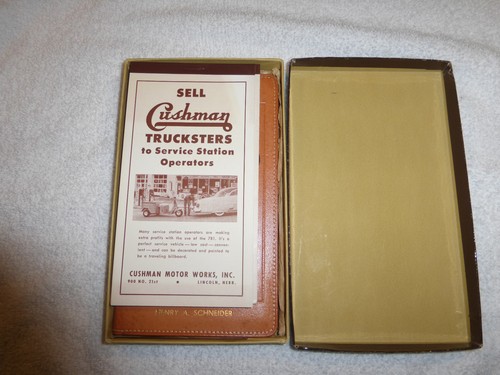 Vintage 1950s Cushman Motorcycles Dealer Advertising Leather Memo Pad Calender
