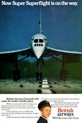 British Airways Concorde Retro Poster from 1975 - 16 x 12 A3 Print