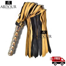 Genuine Cowhide Leather Ultra-Soft Flogger with Carved Braided Handle 25 Leather
