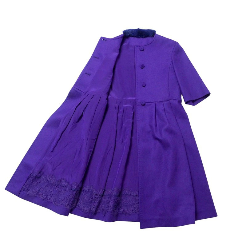 FENDI Purple Wool Coat Size 40 Long with Fur Accents Used thumbnail 5