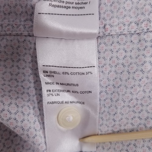 UNTUCKit Shirt Mens 2XL Linen Blend White Blue Print Short Sleeve Casual Penedes - Picture 10 of 11