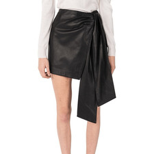 Lamarque Iva Leather Draped Skirt - Black