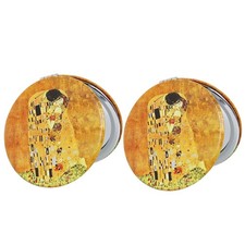 Pocket Mirror, 2 Pcs Round 2.8 PU OilPainting Style Double Sided 1X/3X Pu