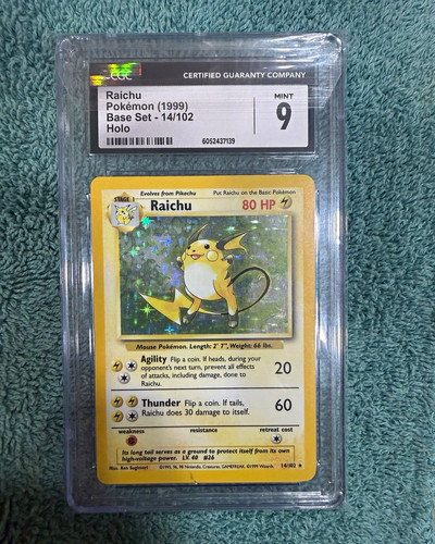 CGC 9 MINT Raichu 1999 Base Set Holo #14/102 English Pokemon TCG Card
