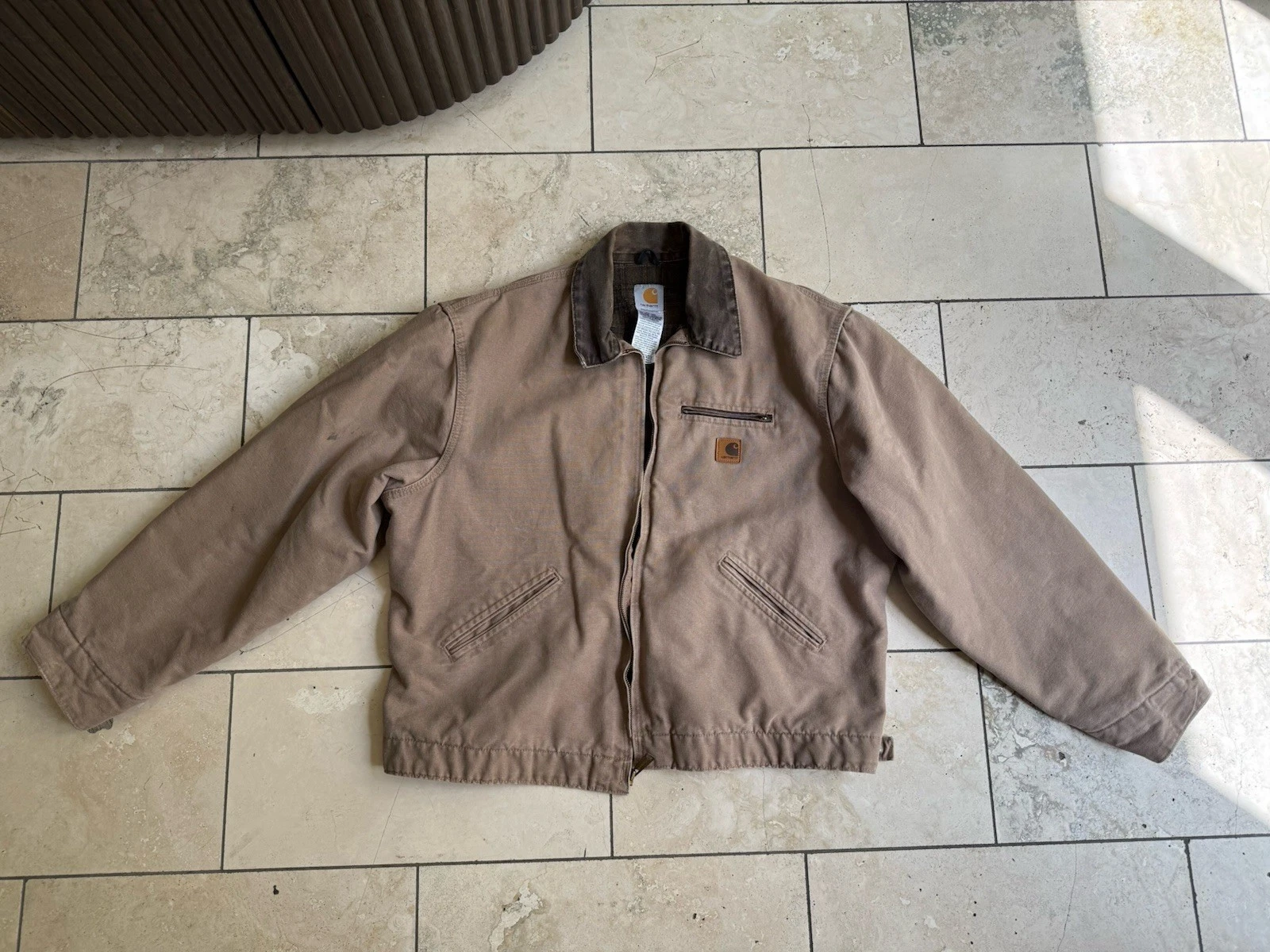 VTG Carhartt J97 SDL Detroit Jacket Mens XL Tan/Brown Blanket Lined Canvas