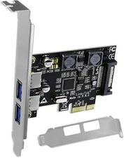 2-Ports PCIE USB 3.0 USB 3.1 Gen1 5Gbps Expansion Card 2x USB-A PCIE-U302A PCs 