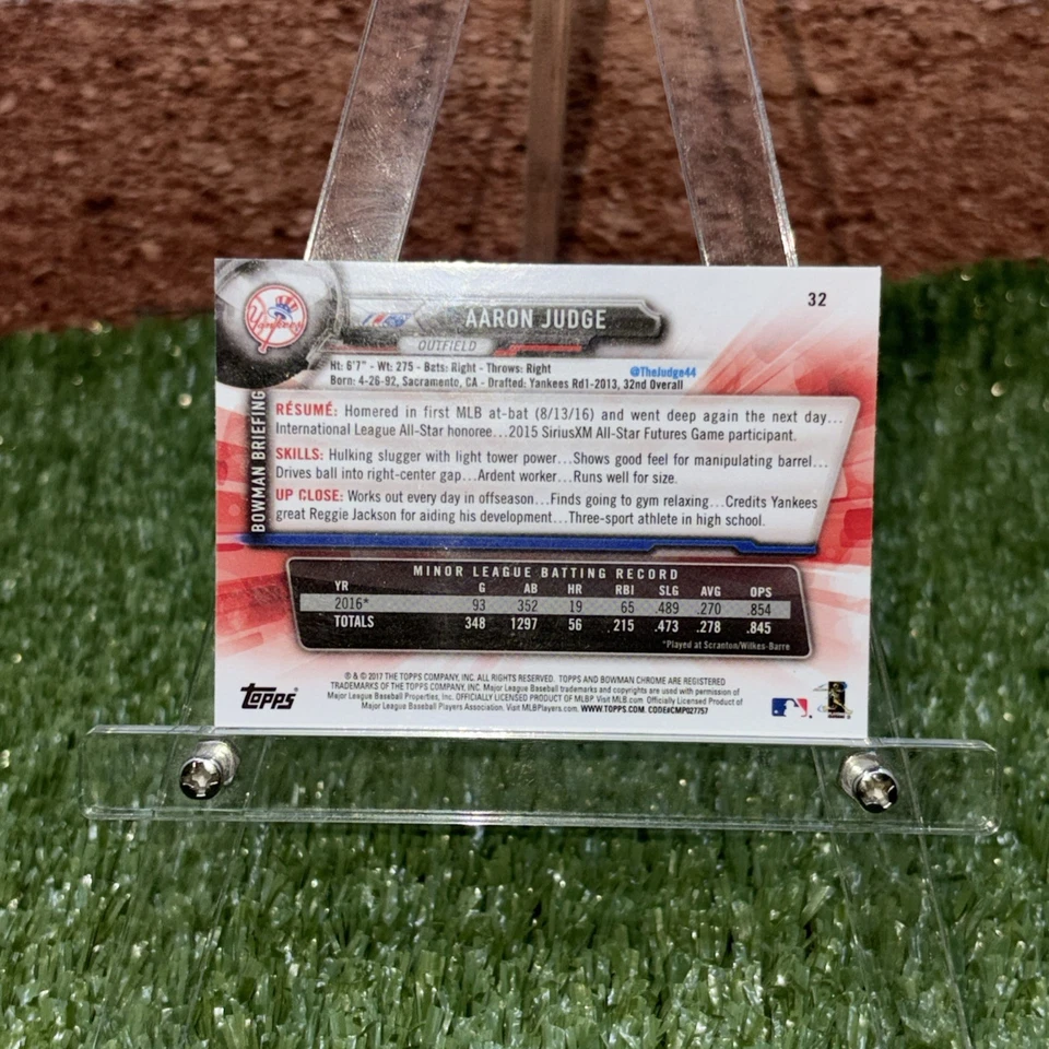 2017 Bowman Chrome Mini Aaron Judge RC Rookie #32 Yankees MVP - Image 3 of 4