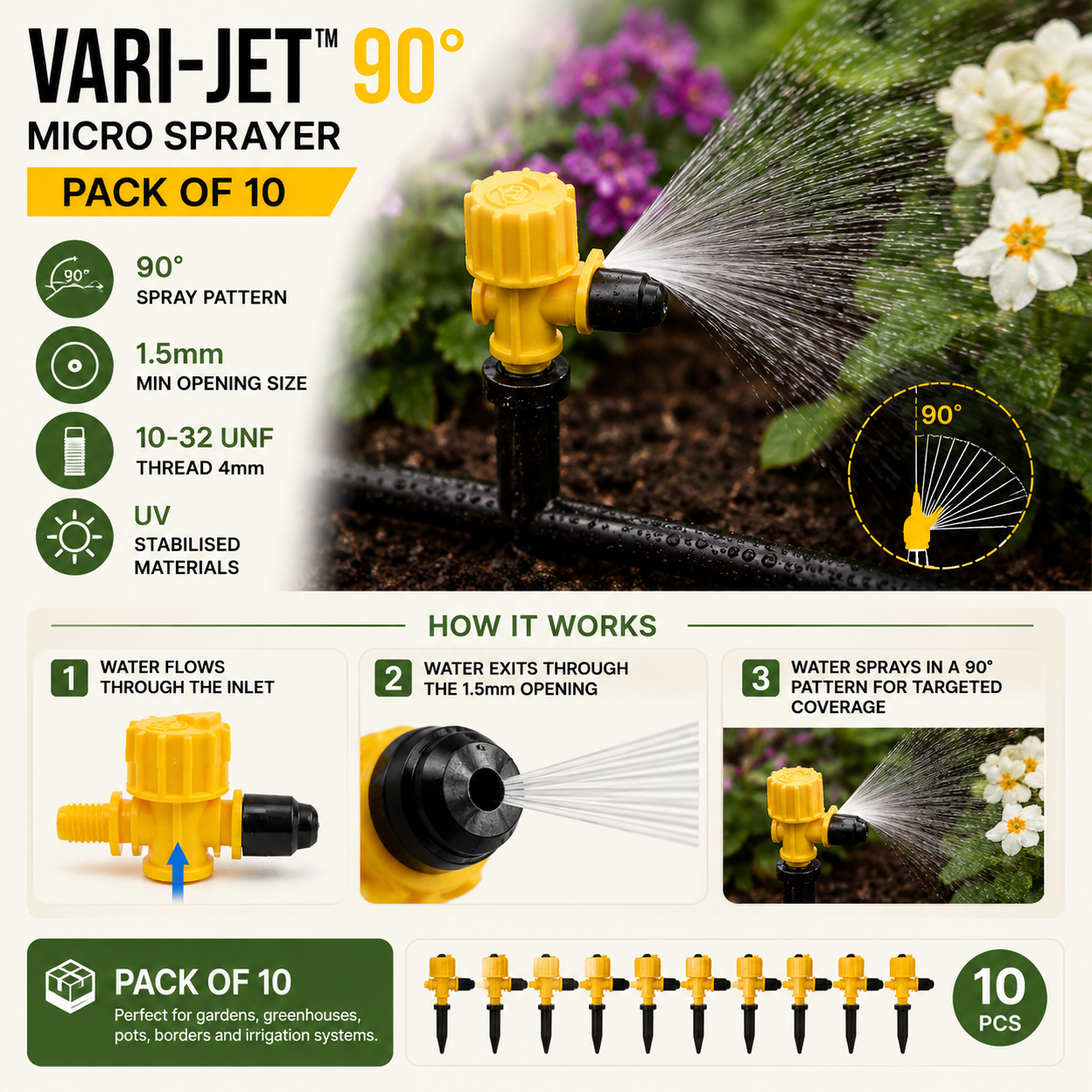 Micro Irrigation Sprayer Pack of 10 for Garden Greenhouse Pots Watering System