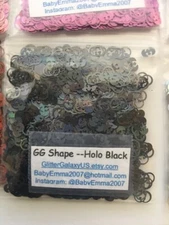Holographic Black Glitter Nail Art Slice 2 letter alphabet confetti G US-tsp