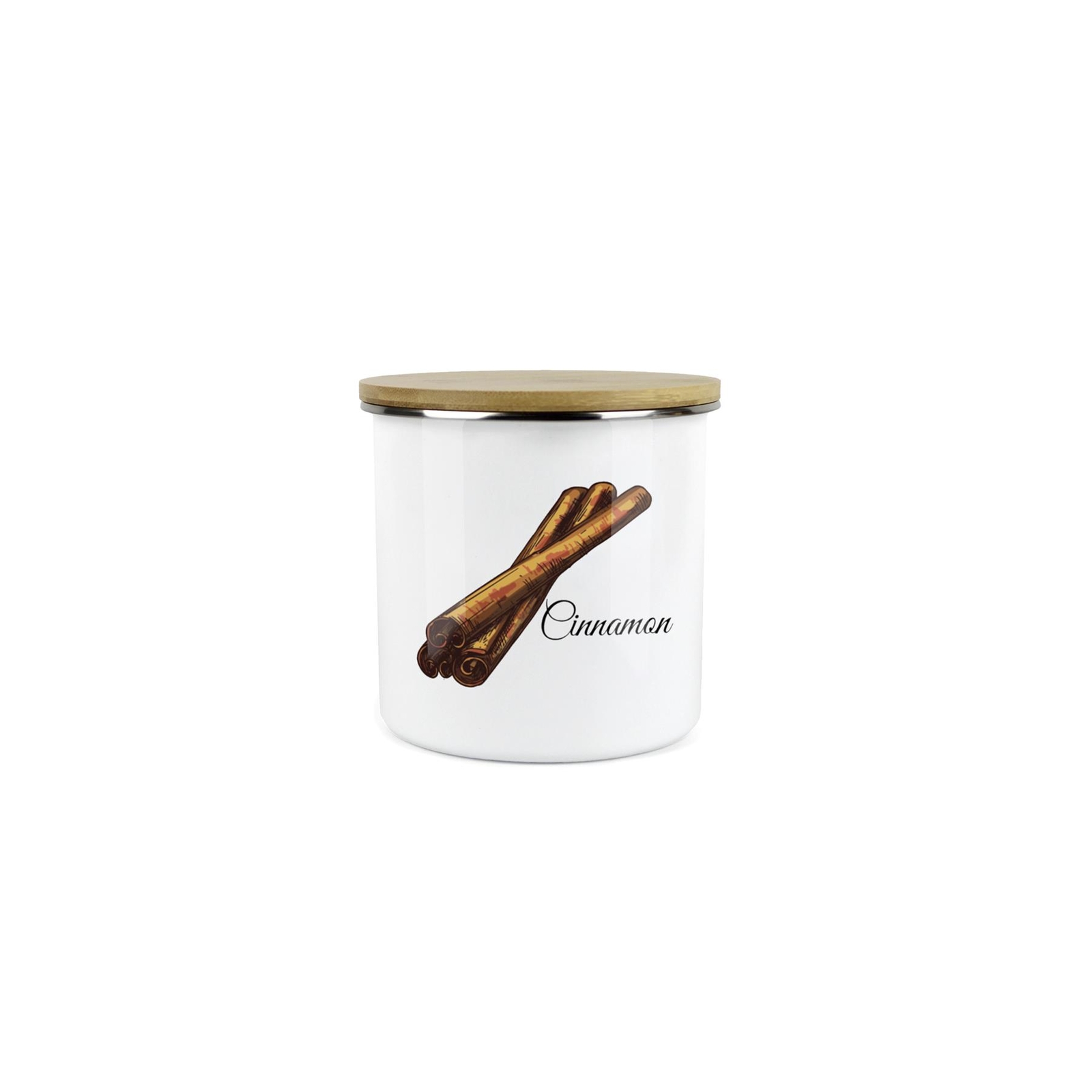 Herb Storage Jar - Enamel Mini Cinnamon Canister - Kitchen Storage Container