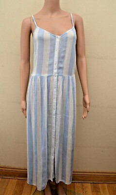 Neu Vero Moda gestreiftes weiß & blaues Button Down Kleid Gr. XL / EU 42 / UK 14