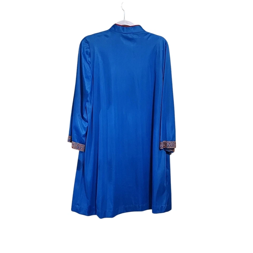 Vintage gown & robe set blue satin embroidered L - Image 3 of 4