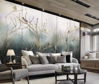 3D Branch Bird ZHUA40903 Wallpaper Wall Murals Removable Self-adhesive Ann