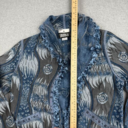 Yak Magik Vintage Womens Blue Cotton + Silk Open Front Cardigan Jacket Size S - Picture 3 of 6