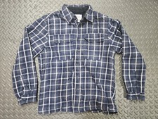 Boston Traders Sherpa Fleece Lined Flannel Shirt Men's Sz Medium Plaid Navy Blue
