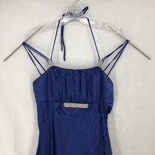 Jessica McClintock Gunne Sax Royal Blue Rhinestone Sleeveless Strappy Gown 7 USA