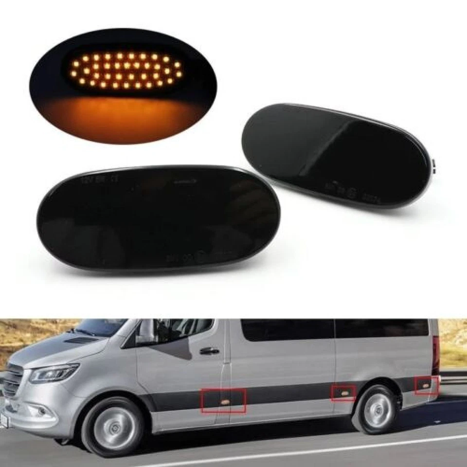 Smoked LED Side Marker Light For 06-18 Mercedes Benz Sprinter W906 VW Crafter UK - Image 2 of 4