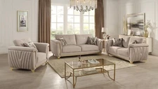 Leena 3 Piece  Contemporary Living Room Set (Choice of colors Taupe or Gray)