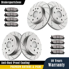 Front Rear Brake Rotors Pads Kit fit for Chevrolet Traverse GMC Acadia Drilled