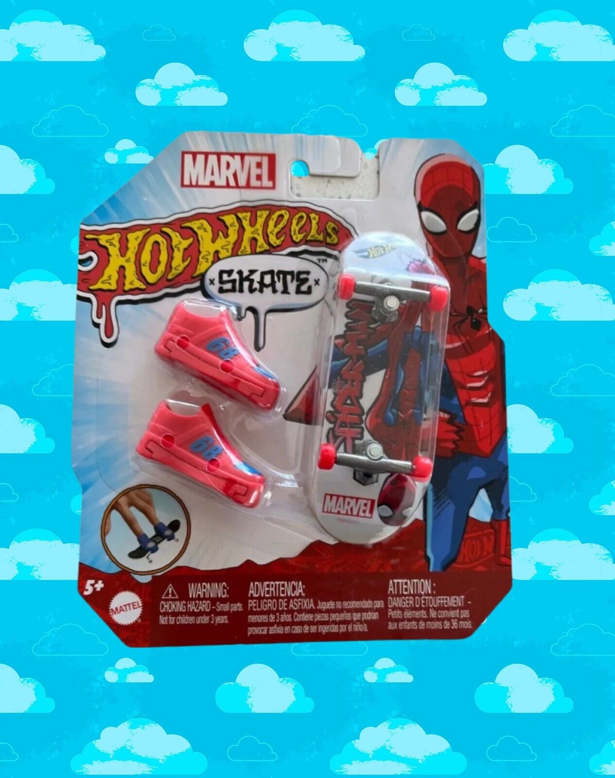 Hot Wheels - Skate de Dedo com Tênis Marvel