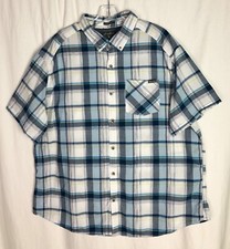Eddie Bauer Classic Fit Men's 2XL Blue Plaid Button Down Shirt Short Sleeve.