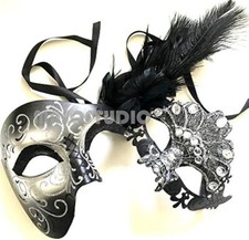 Couple Masquerade Feather Phantom Mask Cosplay Costume Prom Dance Birthday Party
