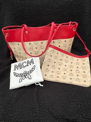 Authentic MCM Medium Shopper With Pouch 