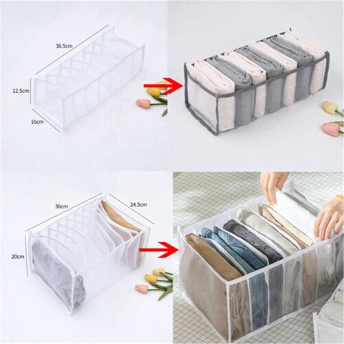 Folding Clothes Box Closet Drawer Organizer Jeans Leggings T-shirt Storage Box - Picture 8 of 13