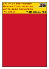 DECAL SOLID COLOUR  A5 WATER SLIDE TRANSFERS  MODEL DECALS  SIGNAL RED   FP 209