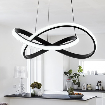 Modern LED Pendant Light Fixture, Contemporary LED Chandelier with Irregular Rin