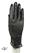 Sheer Black Lace Touch Screen Gloves Party Dress Up Prom Retro Fashion - Hey Viv