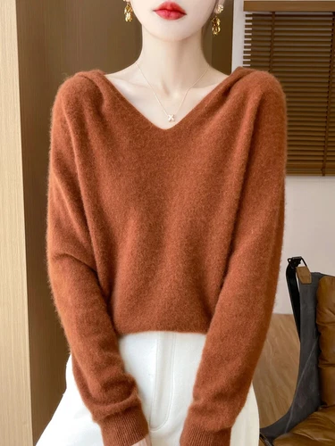 Fashion Hooded Sweater Women Clothing Casual Knitted Long Sleeve Tops Pullover - Picture 29 of 37