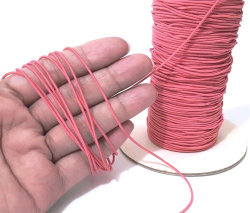 Appr 1mm wide - 5- 20yds Watermelon Red Thin Elastic Thread Cord ET75 - Picture 6 of 8