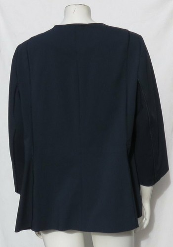 $598 LAFAYETTE 148 Navy Blue Stretch Jacket Top Seamed Snaps Plus sz US 14W EUC - Picture 2 of 6