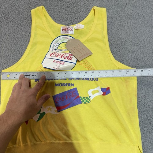 Vintage Coca Cola Tank Top Yellow Triathalon Adult Size Large 1988 Rare 80s - Picture 10 of 15