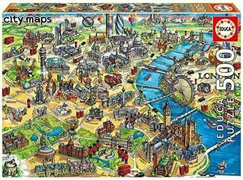 London City Map Jigsaw Puzzle 500 Pieces Educa Landmarks Buckingham Palace Big B - Picture 4 of 4
