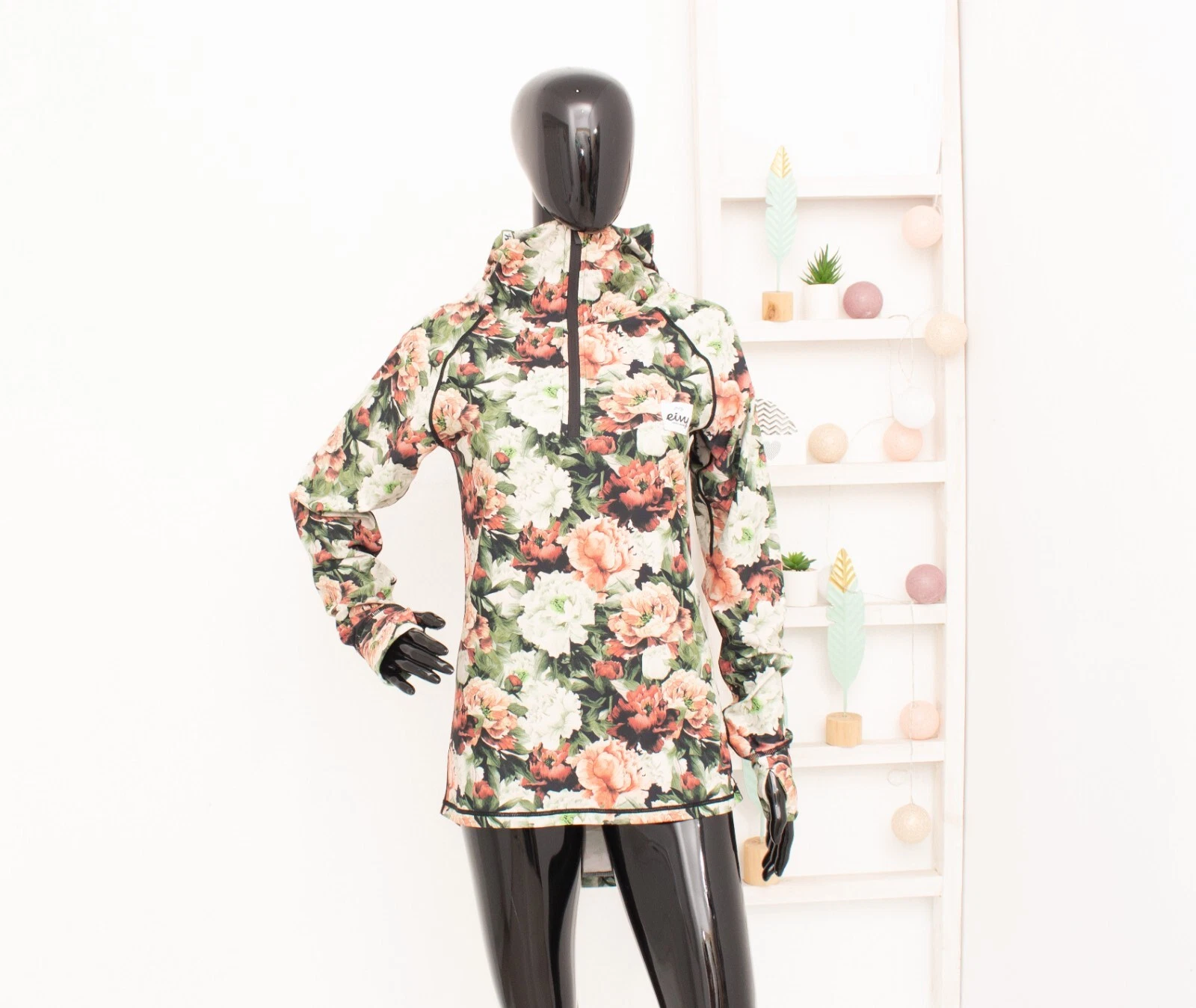 Eivy Icecold Zip Hooded Top Bloom Floral Thermal Base Layer Winter Outdoor S