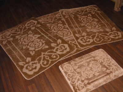 ROMANY WASHABLES TRAVELLERS MATS SET 4PCS NON SLIP GYPSY ROSE SUPER THICK BEIGE