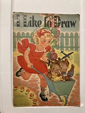 1946 I LIKE TO DRAW Book - Drawing & Coloring Saalfield Anthropomorphic Dogs