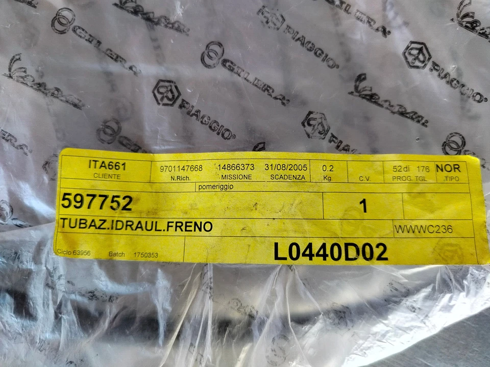 TO-R1361 - TUBO FRENO POSTERIORE IDRAULICO GILERA RUNNER PIAGGIO NRG 597752 - Immagine 4 di 4