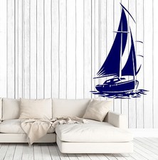 Wall Stickers Vinyl Decal Ocean Beach Yacht Ship with Sails Home Decor z4764