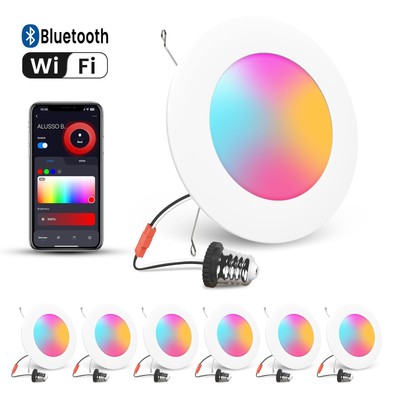 5''/6'' Smart Recessed LED Downlight RGBCW 12W 1100LM Dimmable BLE WiFi Can Lights