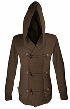 Musterbrand DARK BROWN Assassin's Creed Men Knit Cardigan Musketeer, US X-Large