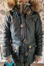 Warm Superdry Alpine Duffle Heavy Warm Winter Waxed Wax Parka Coat Jacket Size S