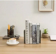 Vintage Gray Slatted Bookends, Set of 2