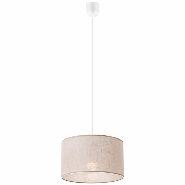 HäNgelampe Stoff Ø 35 Cm H: Max. 70 Cm Beige Verstellbar E27 Pendelleuchte-image