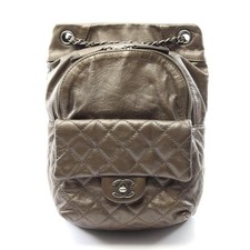 Chanel Leather Matelasse Backpack Women Green One Size