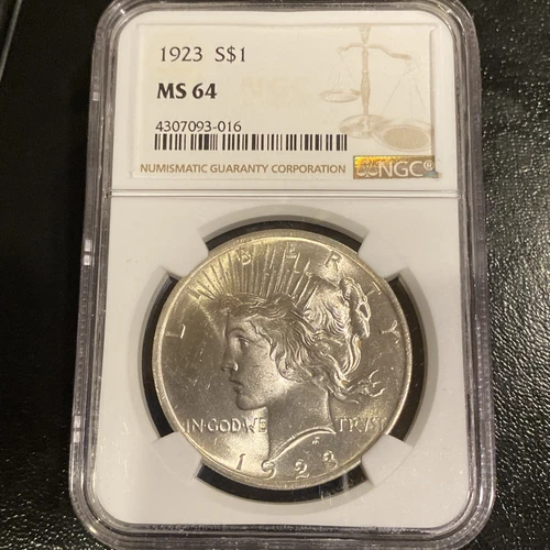 1923 P $1 Peace Silver Dollar NGC MS64 - Lustrous Gem Uncirculated