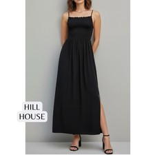 Hill House The Nap Dress Black Smocked Maxi Dress Spaghetti Strap Size XS